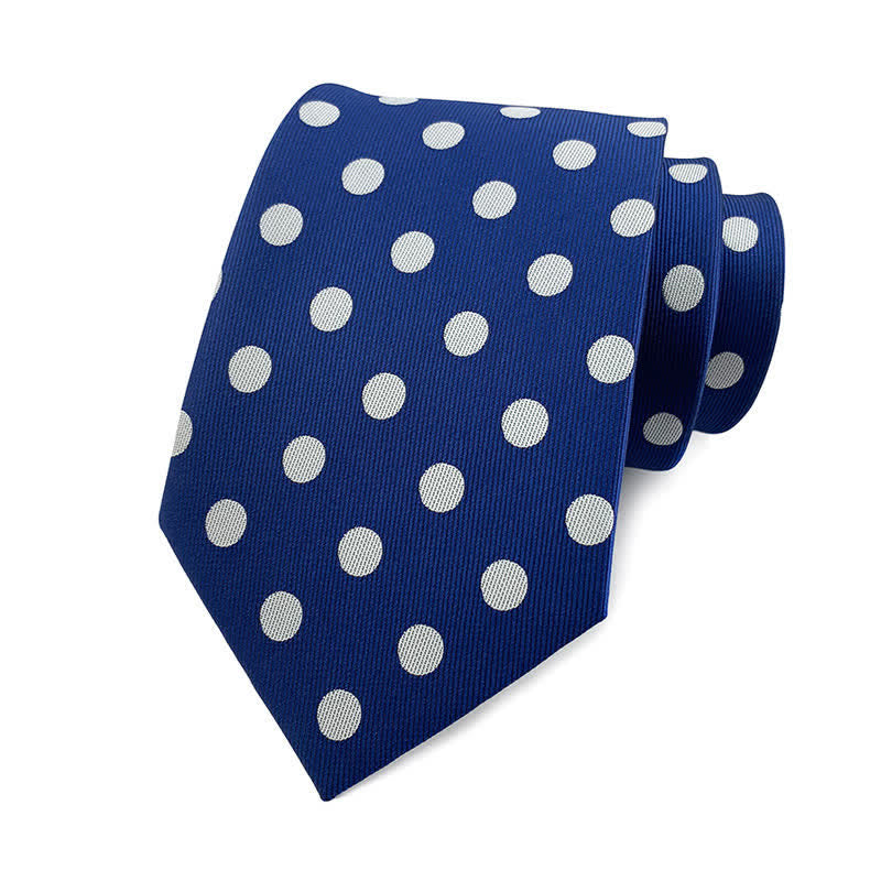 Men's Polka Dots Necktie - Medium Dots - Navy & White - image 18