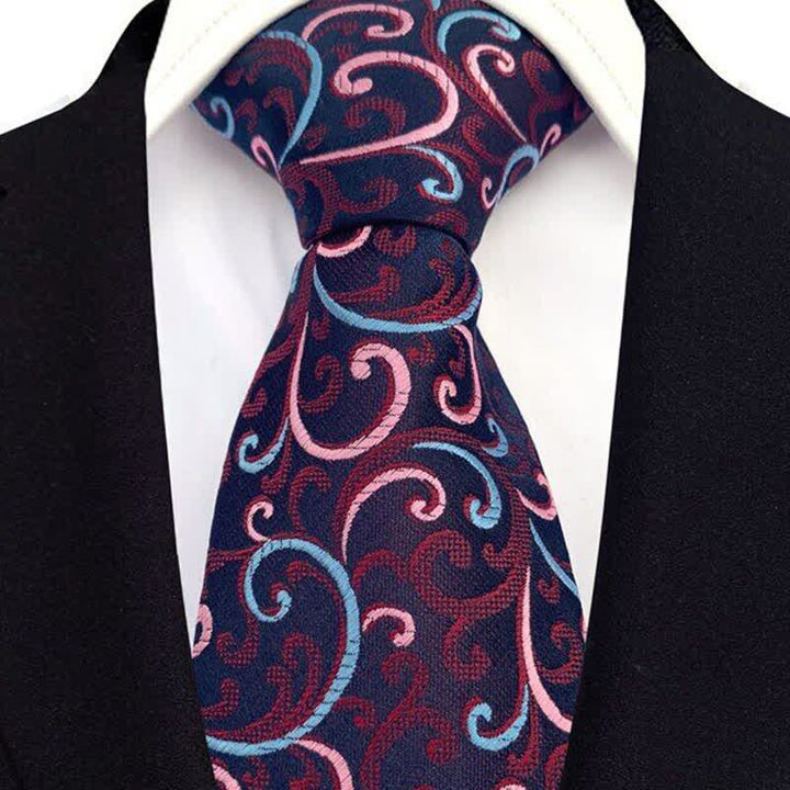 Men's Wine Royal Swirl Navy Necktie - image 1