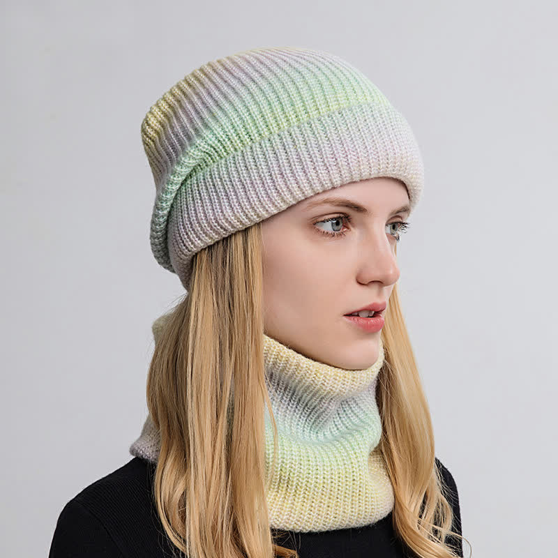 2Pcs Stretchy Gradient Color Hat Loop Scarf Set - image 11