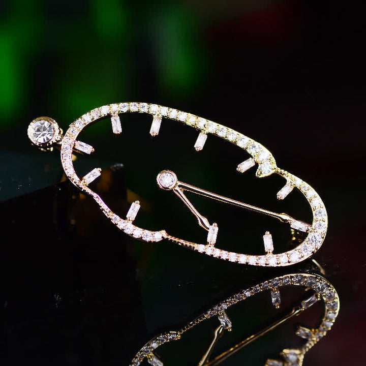 Unisex Reversed Time Abstract Clock Brooch - image 2