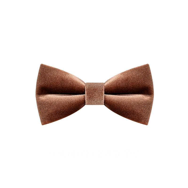 Men's Caramel Brown Solid Color Velvet Bow Tie - image 6