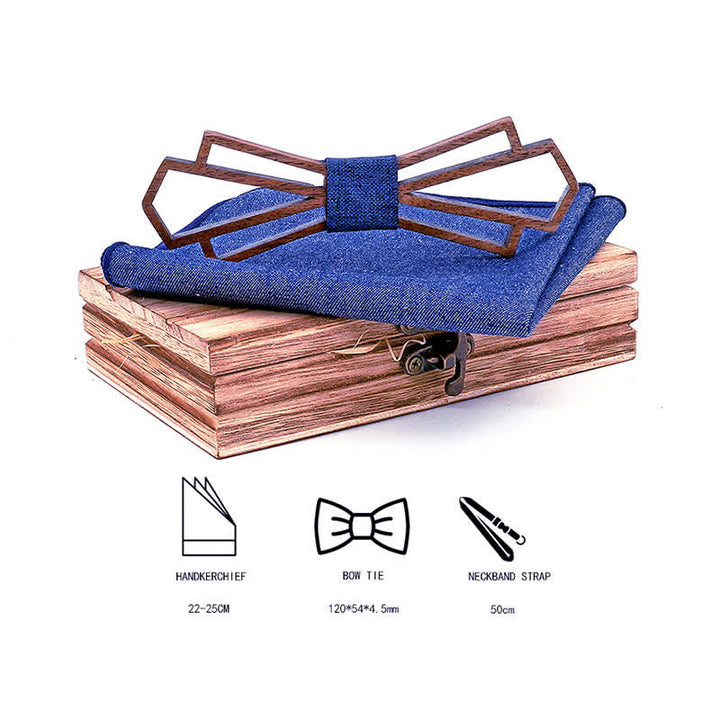 2Pcs Men's Novelty Hollow Wooden Bow Tie Set - image 4