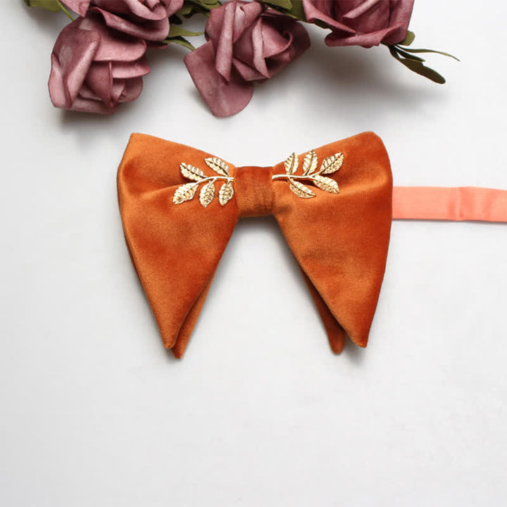 Men's Charming Velvet Oversized Pointed Bow Tie - Orange - image 11