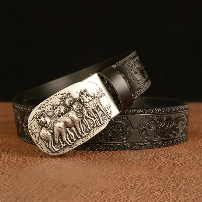 Men's Retro Pack Of Wolves Leather Belt - image 15