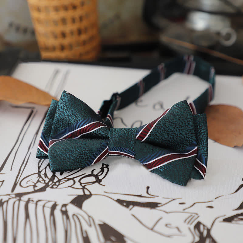Men's Stylish Striped Dots Bow Tie - Style #4 - image 8