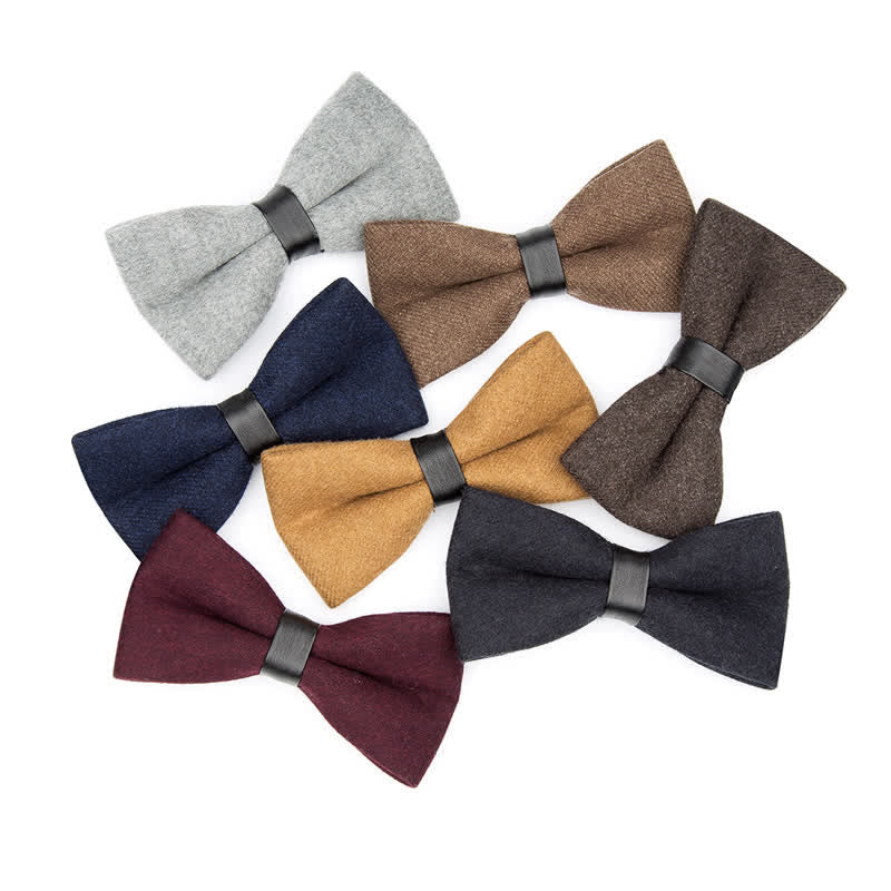 Men's Vintage Wool Solid Color Bow Tie - image 0