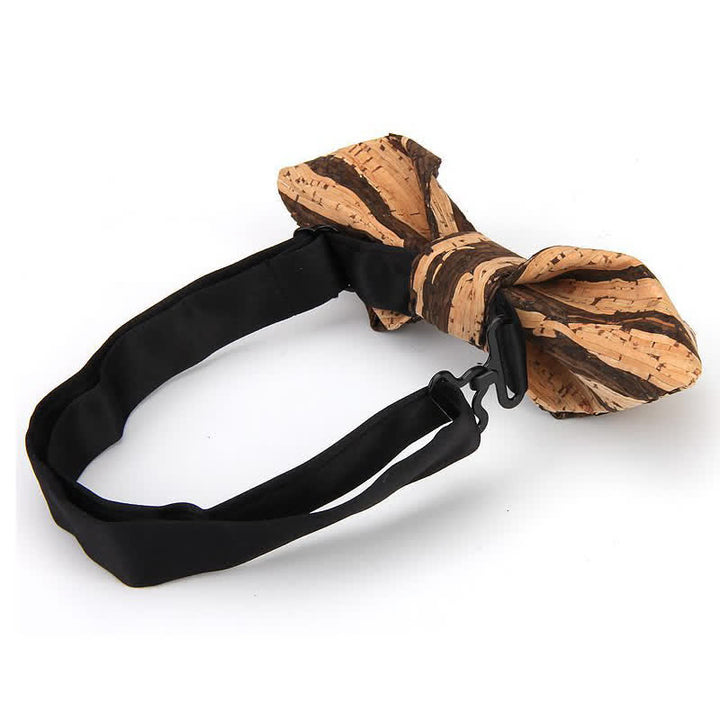 Men's Creative Pointed Cork Wooden Bow Tie - image 2