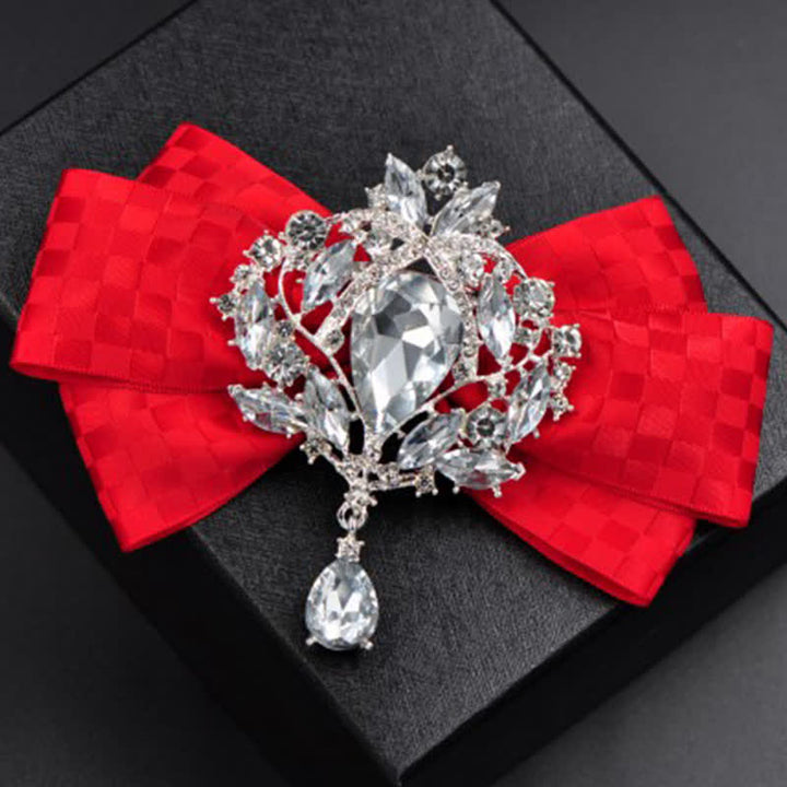 3Pcs Checker Rhinestone Brooch Bow Tie Set - image 10
