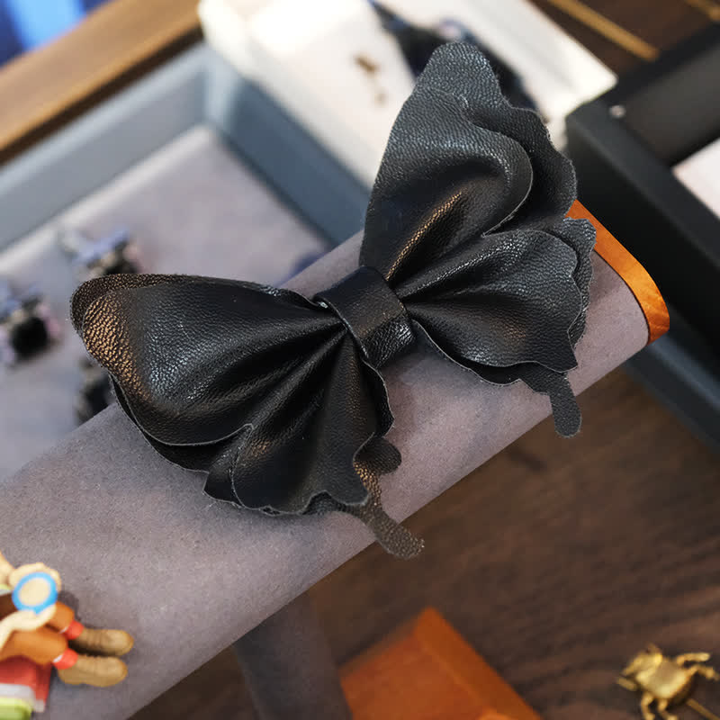 Men's Butterfly Vegetable-tanned Leather Bow Tie - image 1