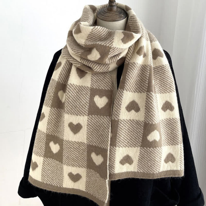 Women's Chunky Love Plaid Double-Sided Scarf - Khaki - image 6