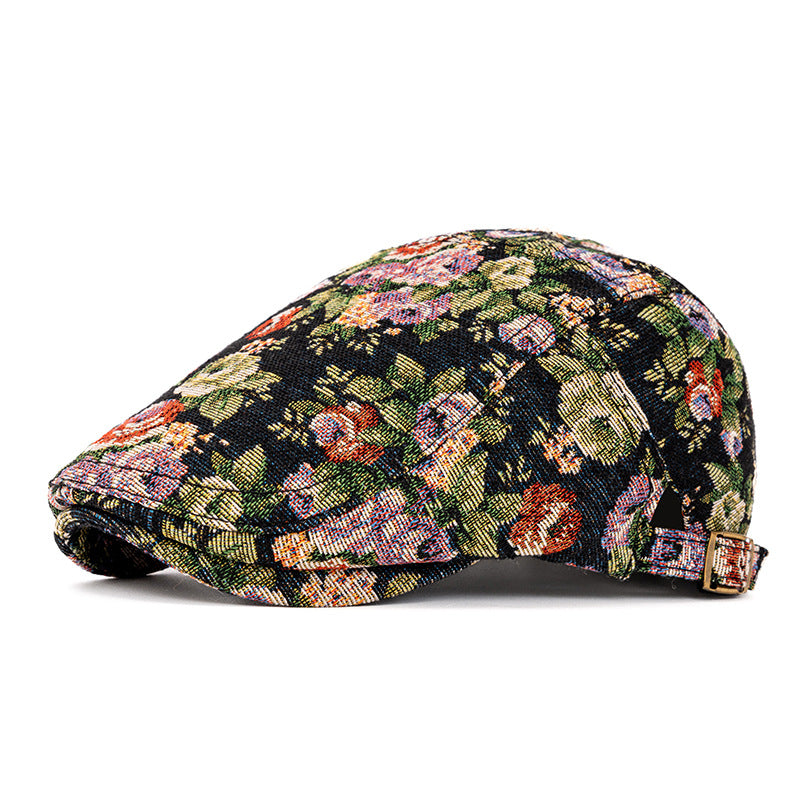 Autumn & Winter Broken Edge Vintage Plaid Beret Hat - Navy Blue - Adjustable (22"-24") - image 13