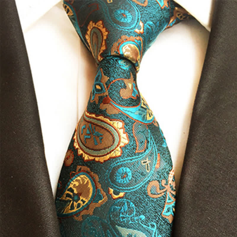 DarkGreen Men's Nostalgia Paisley Necktie - image 1