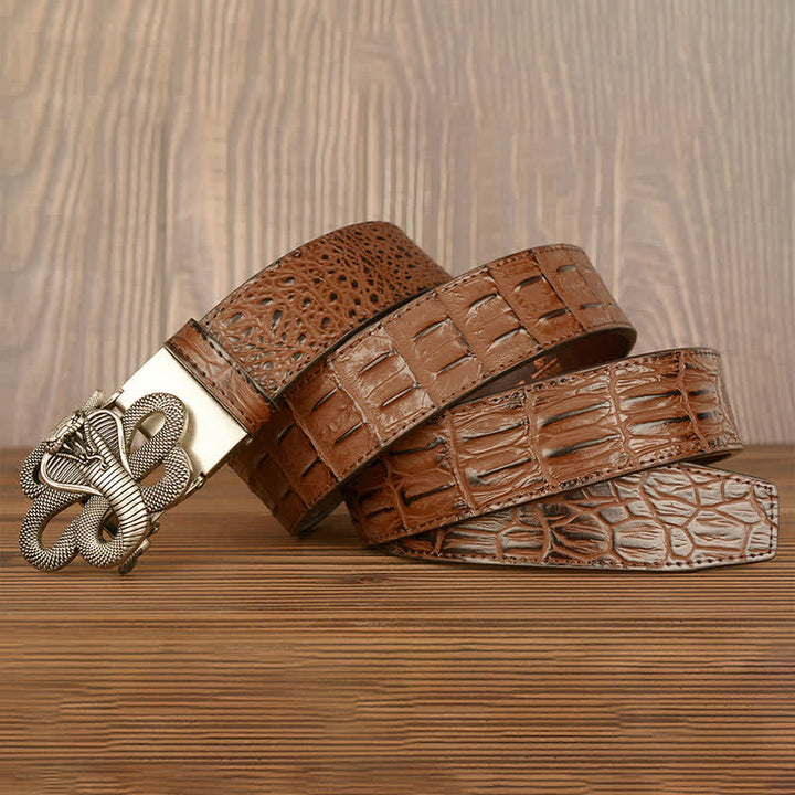 Men's Curled Cobra Alligator Pattern Leather Belt - image 21