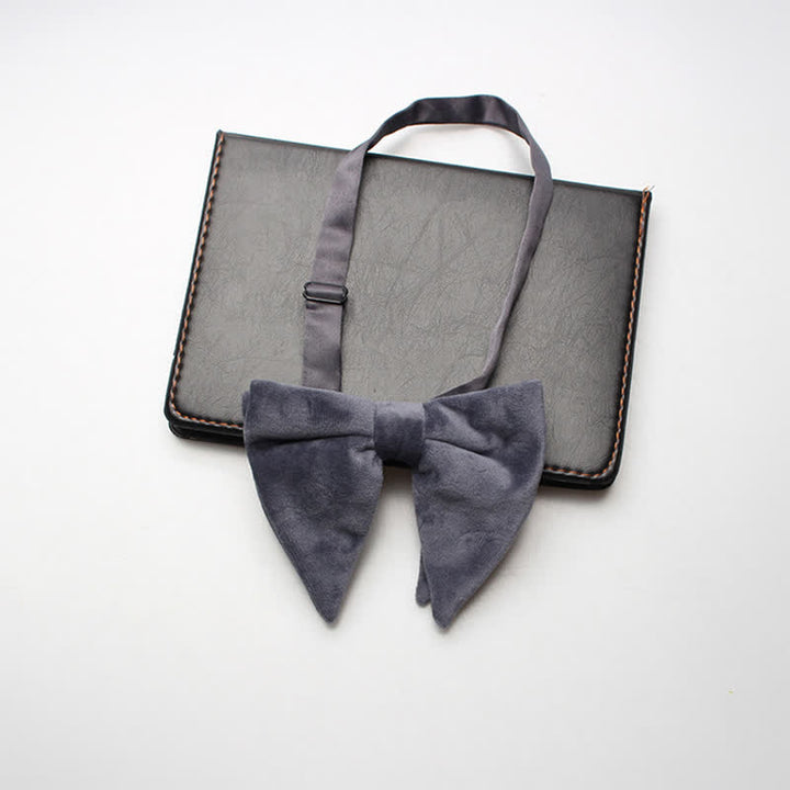 Men's Velvet Oversized Pointed Wedding Bow Tie - Gray - image 9