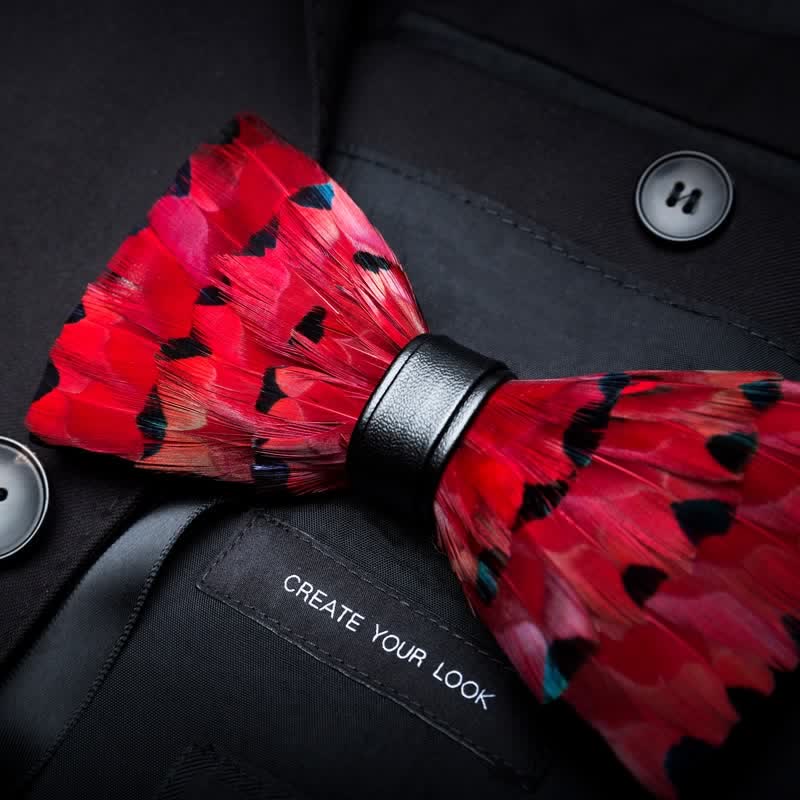 Bright-Coloured Handmade Feather Bow Tie Collection Bundle - image 4
