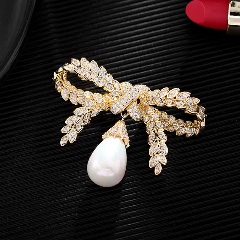 Women's Baroque Wheat Bowknot Brooch - image 3