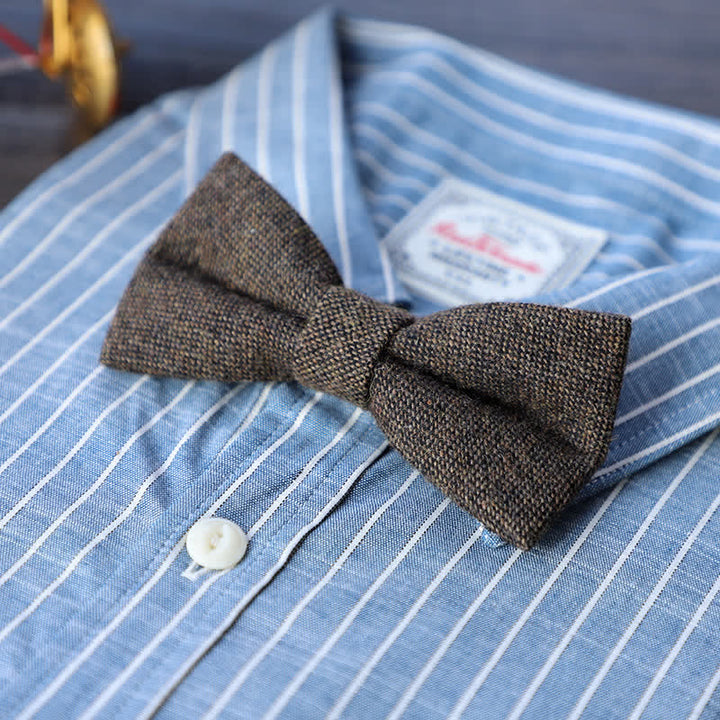 Men's Simple Tweed Wool Blend Bow Tie - # 3 - image 5