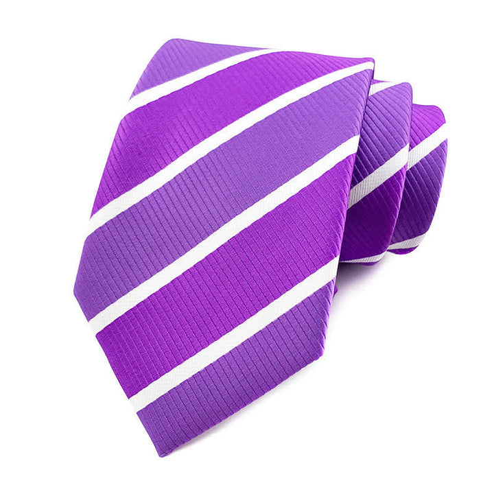 Men's Preppy Urban Striped Necktie - Fuchsia - image 5