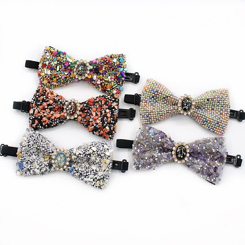 Men's Natural Stone Colored Beads Bow Tie - image 1