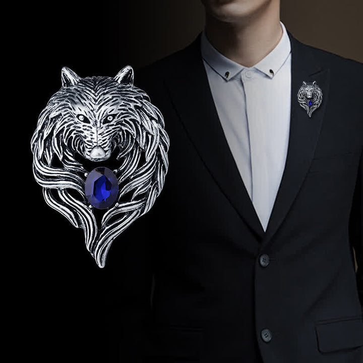 Men's Legend Wolf Head Brooch - image 0