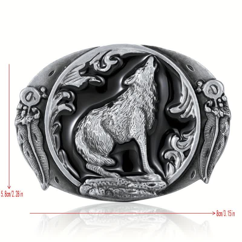 Men's DIY Enamel Domineering Howling Wolf Buckle Leather Belt - image 2
