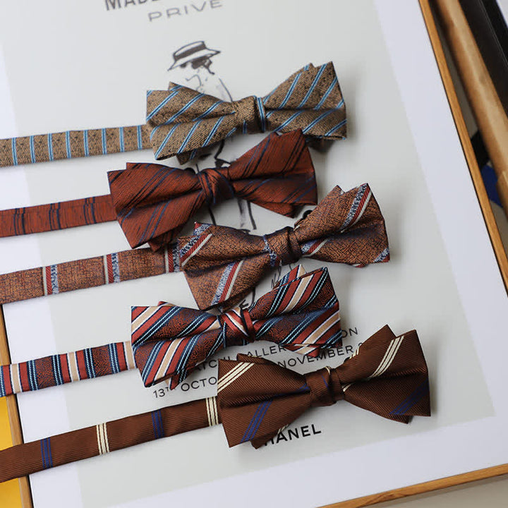 Men's Versatile Coffee Striped Bow Tie - image 0