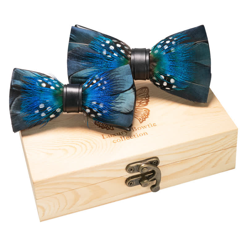 2Pcs SteelBlue & Black Parent-Child Polka Bow Ties Set - SteelBlue & Black - image 0