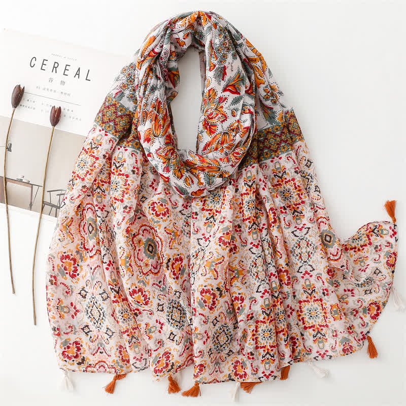 Women's Orange Bohemian Ethnic Beach Cape Scarf - Orange - image 0