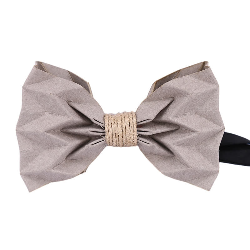 Men's Creative Environmental Kraft Paper Bow Tie - Gray With Rope - image 7