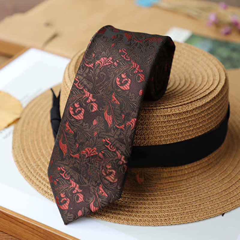 Men's Black & Red Thistles Exotic Mystery Necktie - image 1