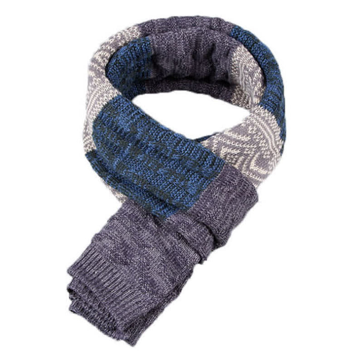 Men's Argyle Knitted Stitching Color Block Scarf - image 7