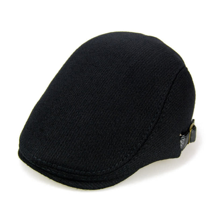 Leather Adjustable Buckle Flat Beanie Cap Beret - image 4