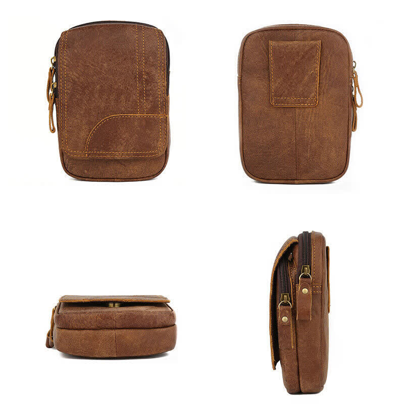 Travel Zipper Magnetic Snap Nubuck Leather Belt Bag - image 3