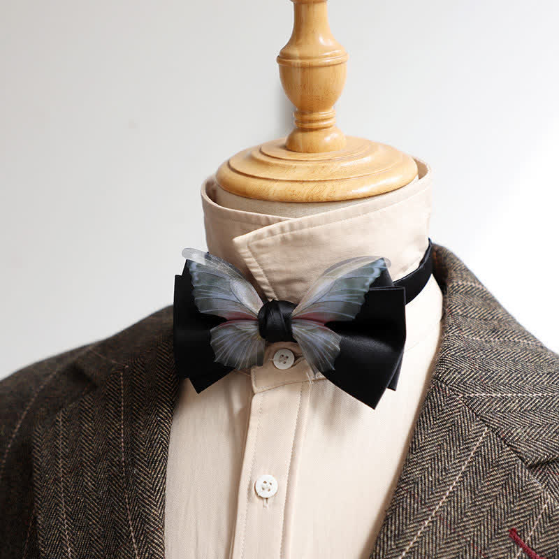 Men's Vintage Organza Butterfly Bow Tie Pocket Square Set - image 6
