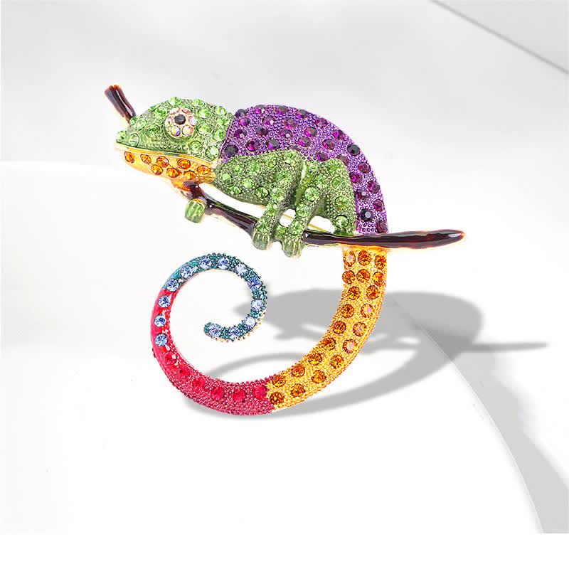 Women's Colorful Chameleon Lizard Brooch - image 6