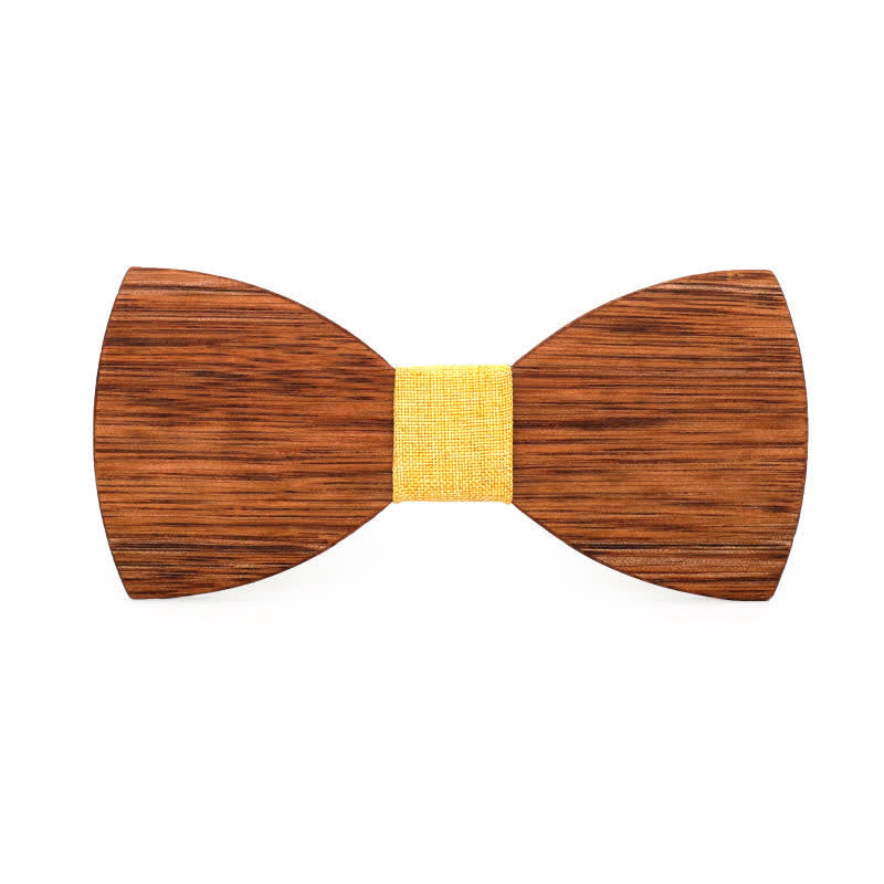 Men's Vintage Begonia Wooden Bow Tie - Yellow - image 5