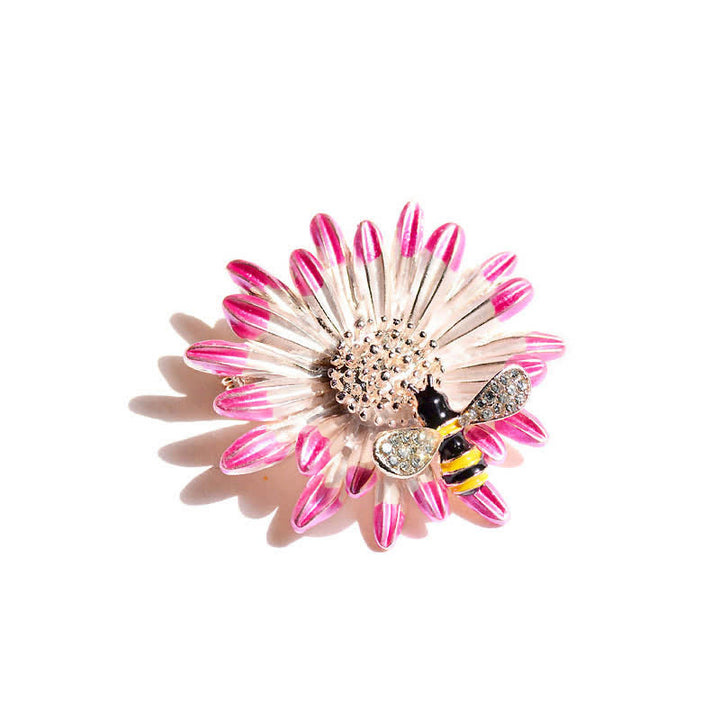 Women's Sweet Sunflower Bee Brooch - Pink - image 4