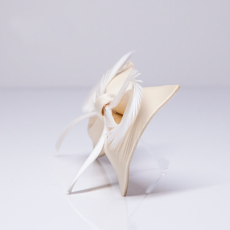 Men's Champagne Feather Bow Knot Bow Tie - image 4