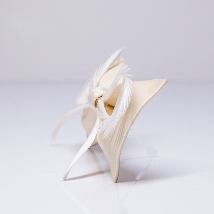 Men's Champagne Feather Bow Knot Bow Tie - image 4