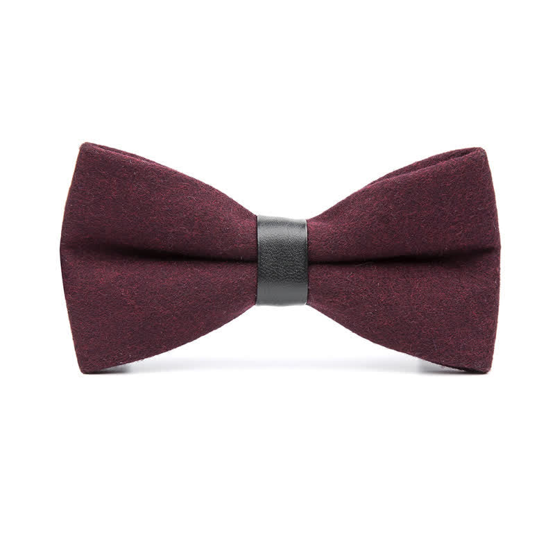 Men's Vintage Wool Solid Color Bow Tie - Burgundy - image 1