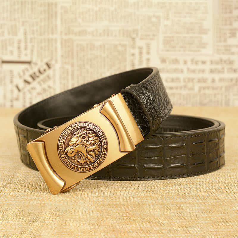 Men's Lion Head Alligator Pattern Leather Belt - image 3