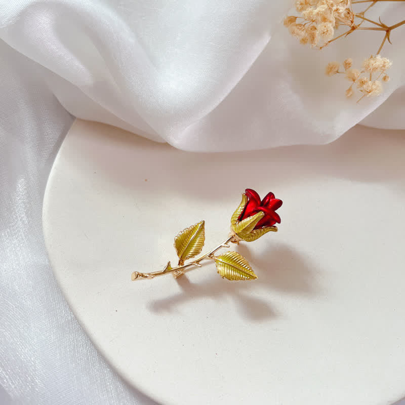 Women's Exquisite Rose With Stem Brooch - image 5