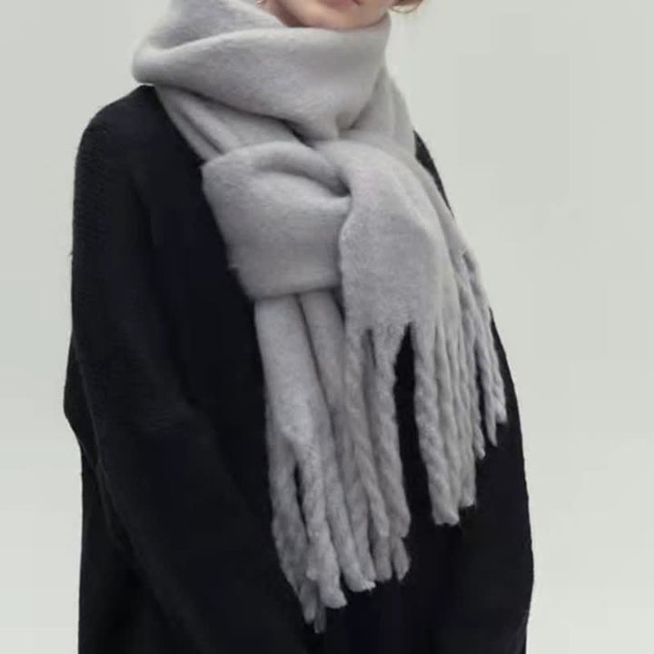 Women's Chunky Thickened Solid Color Soft Scarf - Gray - image 8