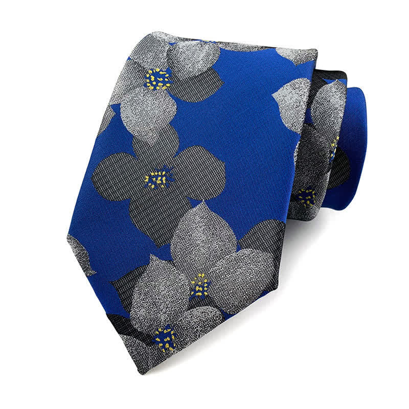 Men's Elegant Large Blossom Floral Necktie - Blue - image 6