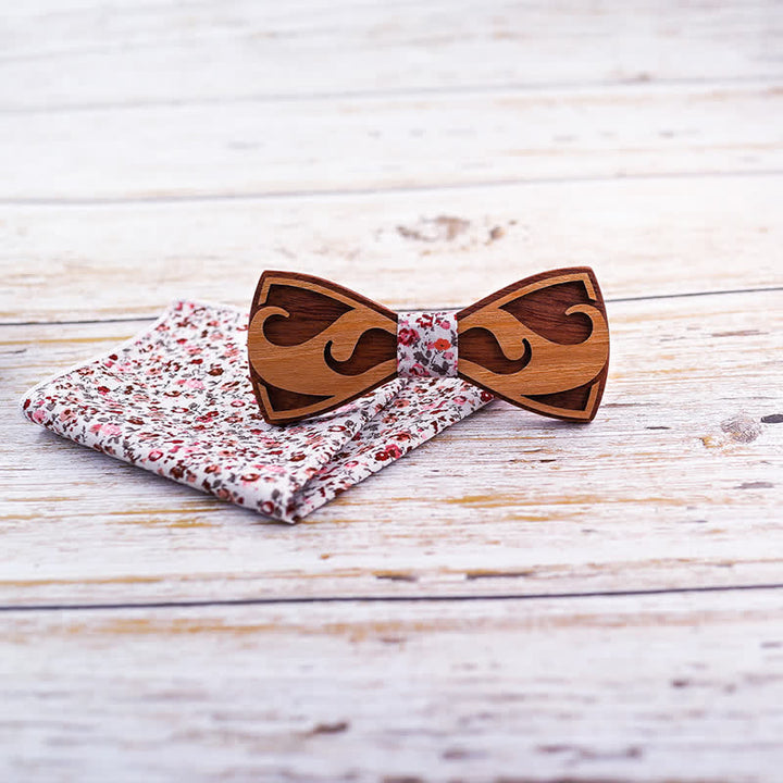 2Pcs Men's Carving Beards Wooden Bow Tie Set - image 4