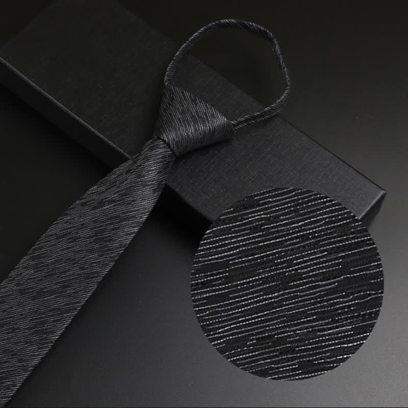 Men's Blue-Gray Zipper Tie Horizon Necktie - Black - image 11
