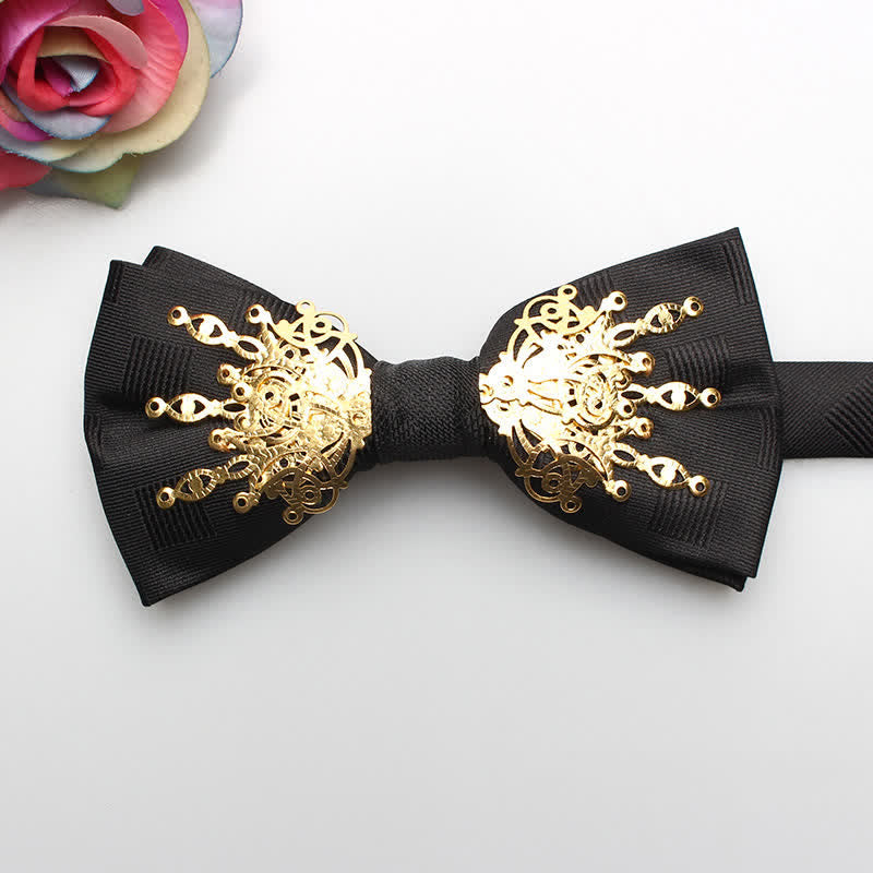Men's Mosaic Bling Sunburst Bow Tie - Black & Gold - image 6