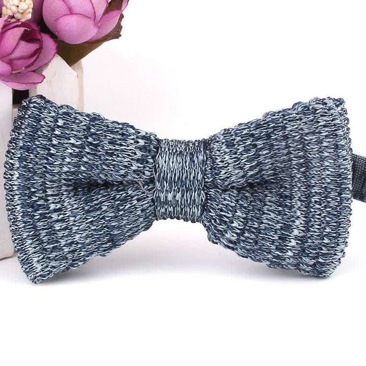 Men's Rustic Leisure Tie-dye Knitted Bow Tie - Navy - image 9