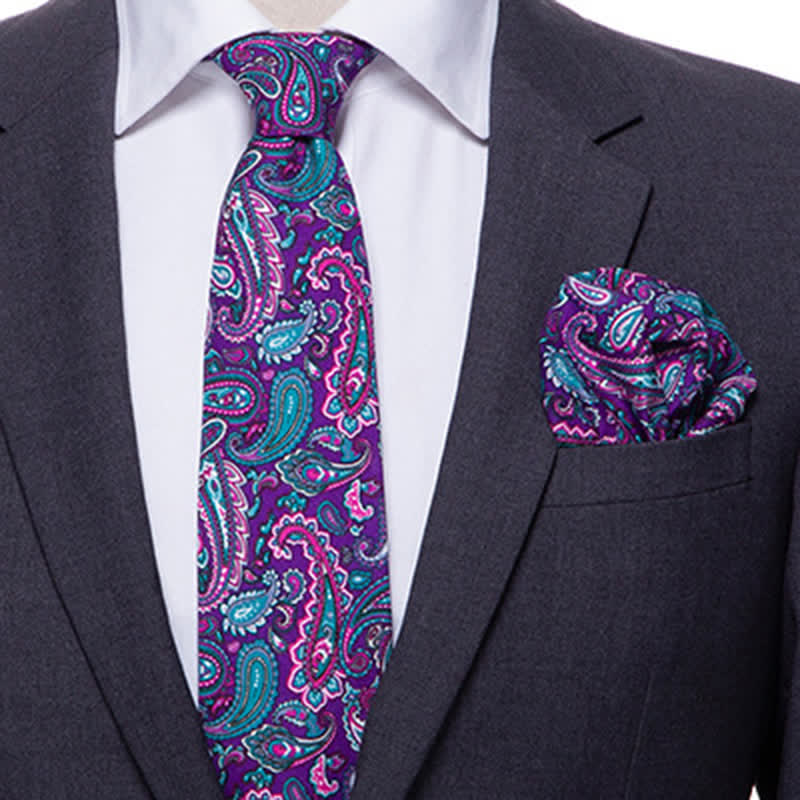 2Pcs Men's Exotic Paisley Necktie Set - image 3