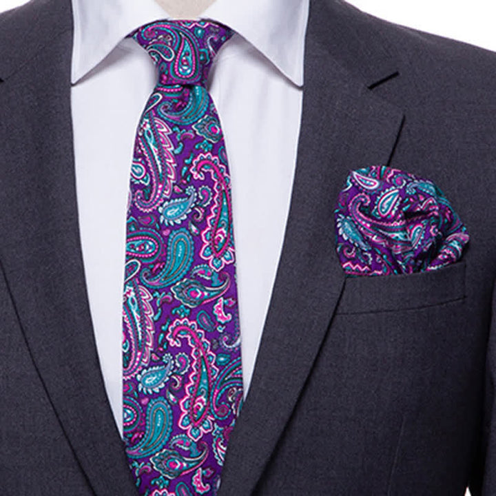 2Pcs Men's Exotic Paisley Necktie Set - image 3